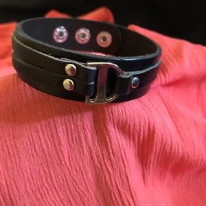 Urban Edge Black Leather Adjustable Bracelet